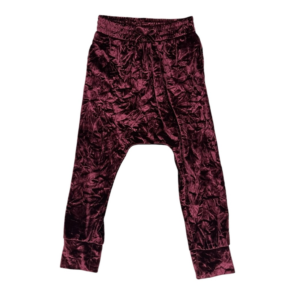 Afton Street Burgundy Velour Drop Crotch Joggers Crushed Velvet Toddler Girl 5T
